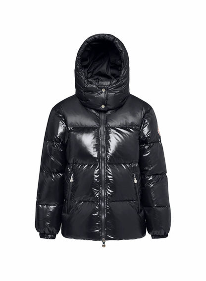 Lively black shiny women's down jacket