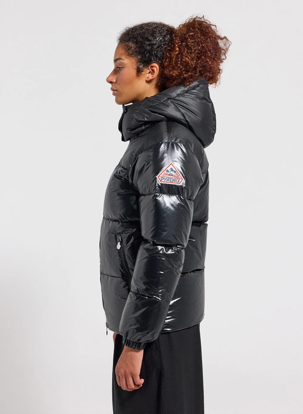 Lively black shiny women's down jacket