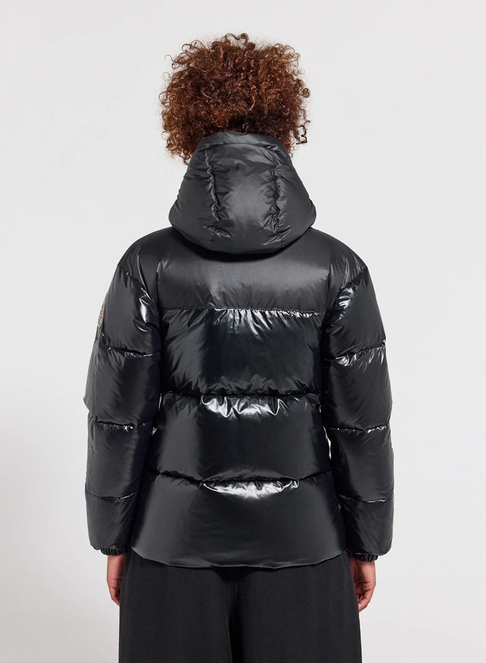 Lively black shiny women's down jacket