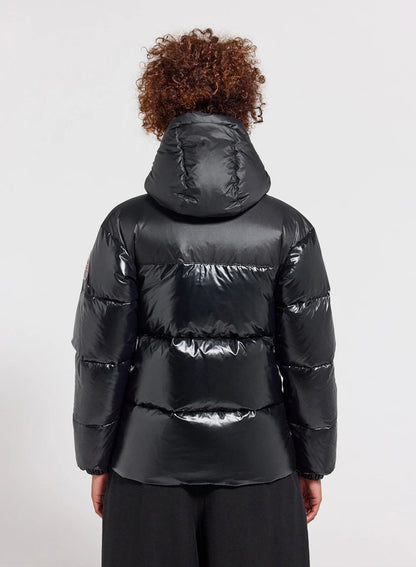 Lively black shiny women's down jacket