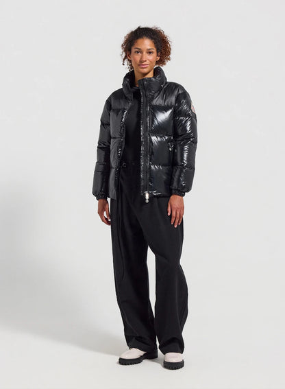 Lively black shiny women's down jacket