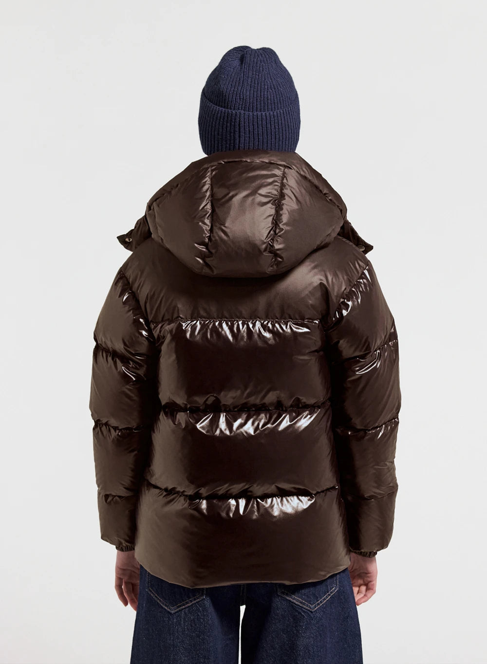 Lively brown shiny women's down jacket