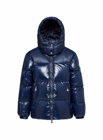 Shiny women's down jacket Lively navy blue