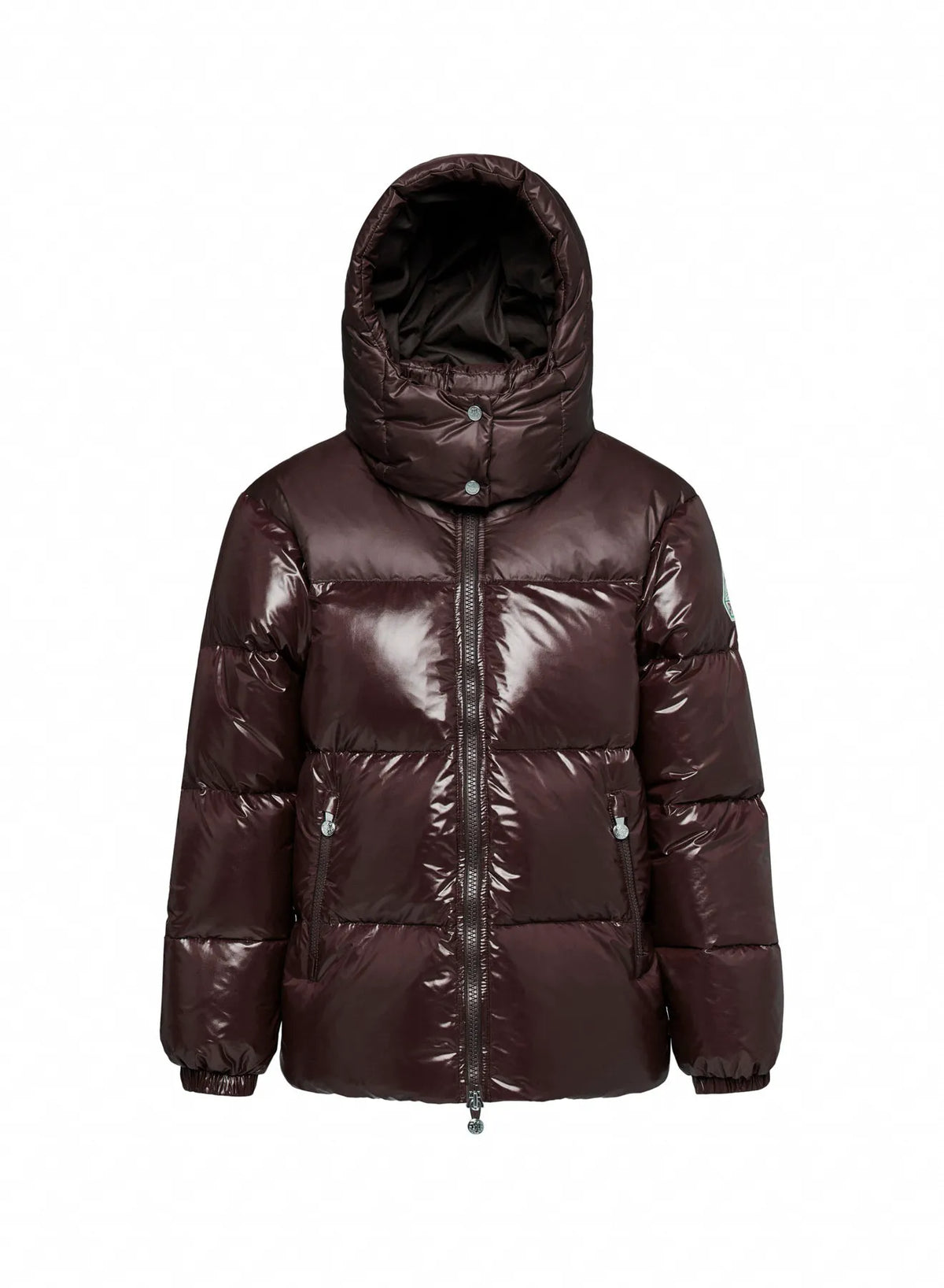 Lively brown shiny women's down jacket