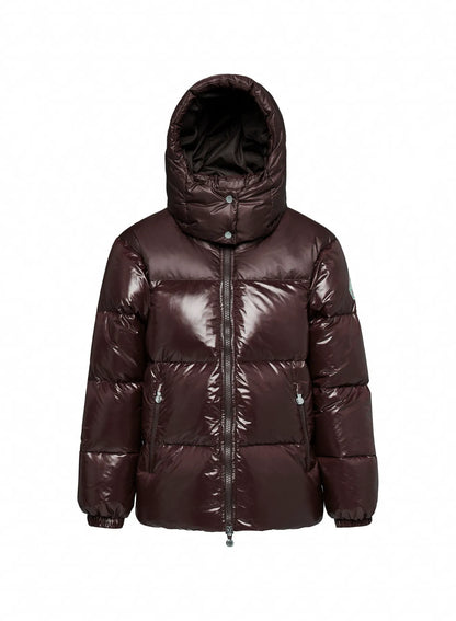 Lively brown shiny women's down jacket