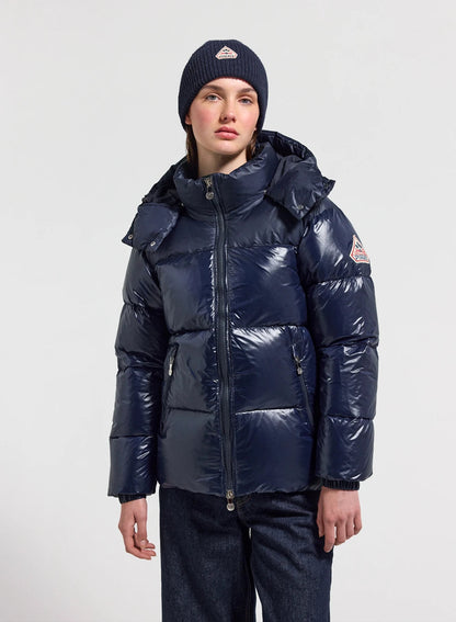 Shiny women's down jacket Lively navy blue