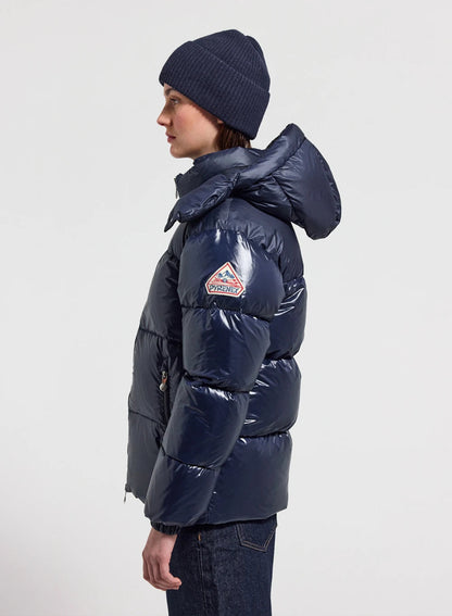 Shiny women's down jacket Lively navy blue