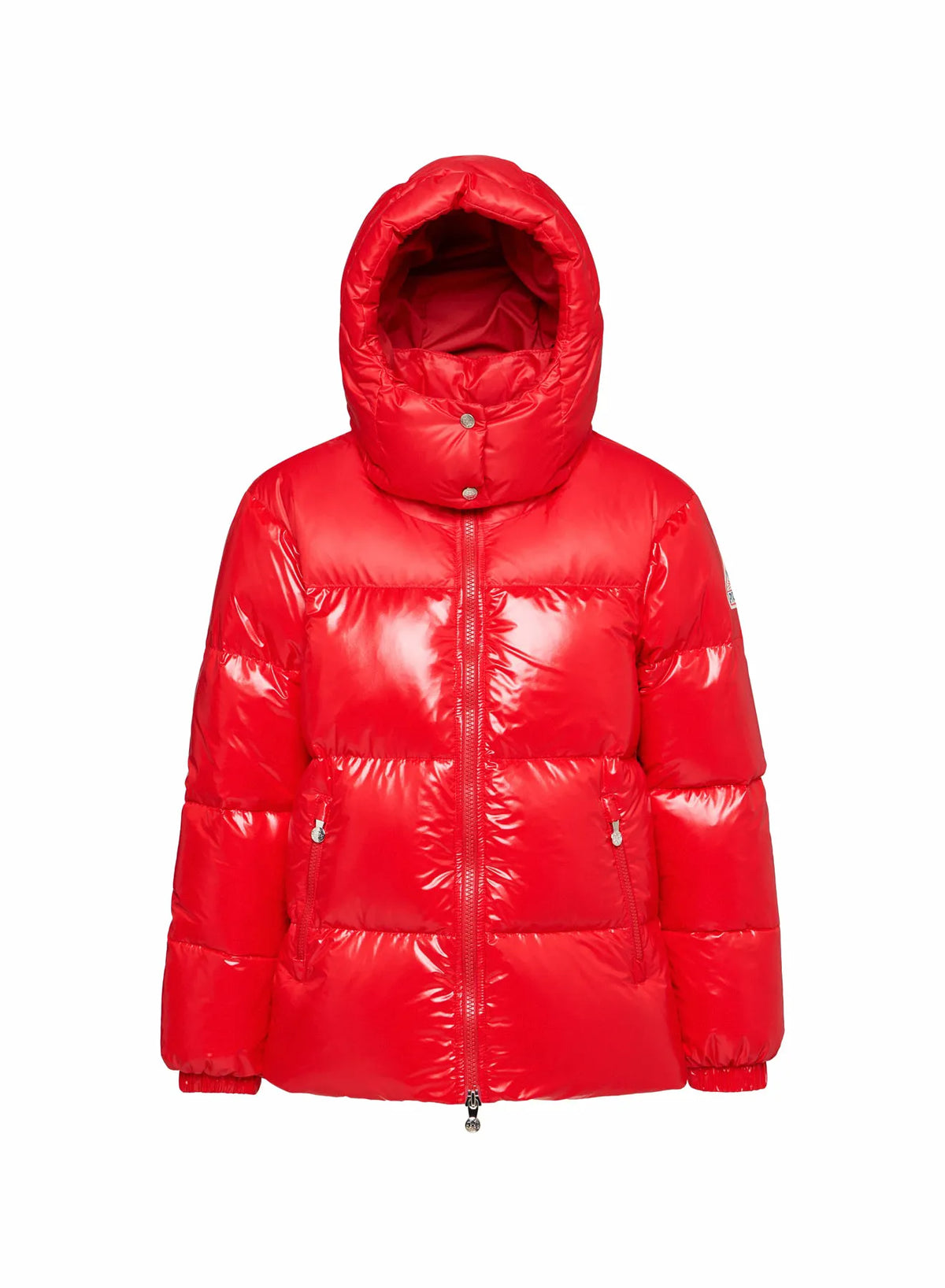 Lively red glossy women's down jacket