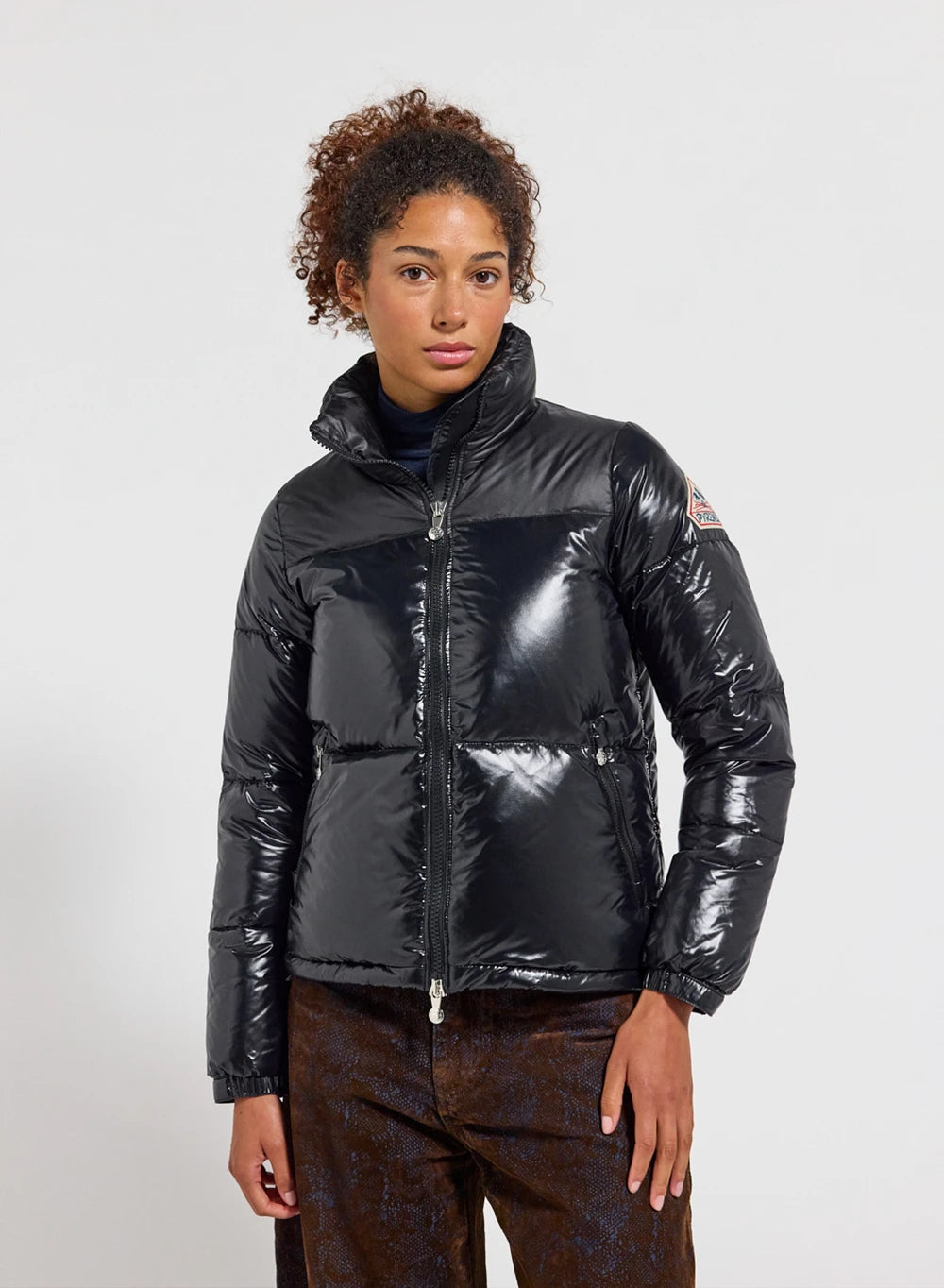 Pyrenex Goldin short shiny down jacket for women black