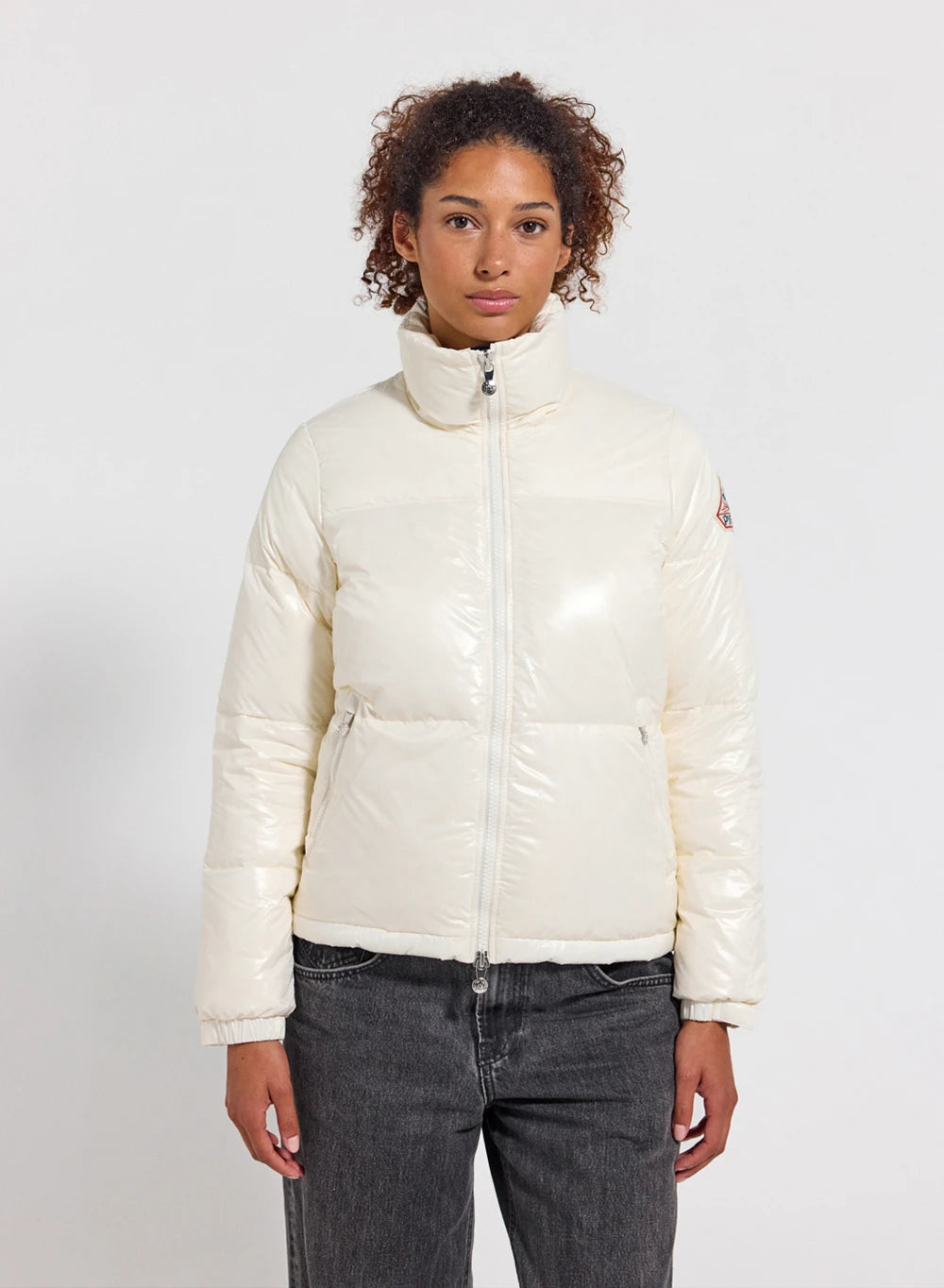 Pyrenex Goldin white short glossy women's down jacket