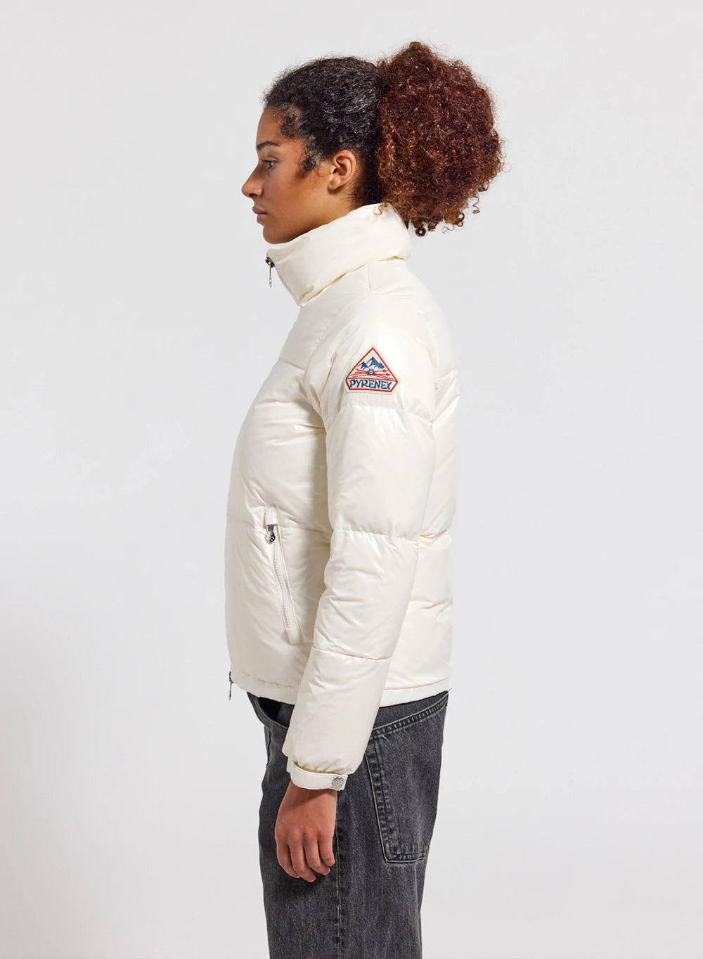 Pyrenex Goldin white short glossy women's down jacket