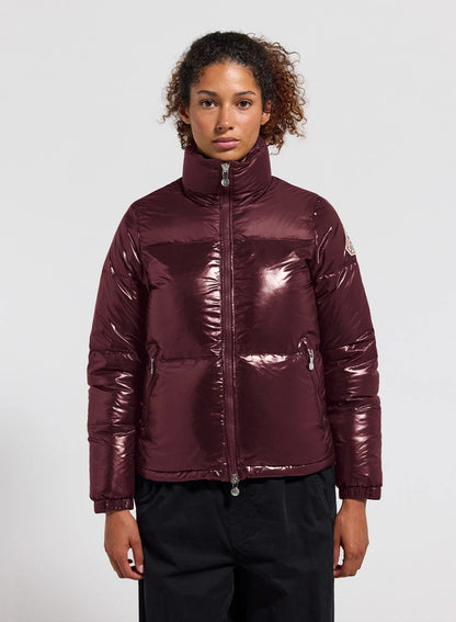 Short shiny women's down jacket Pyrenex Goldin bordeaux