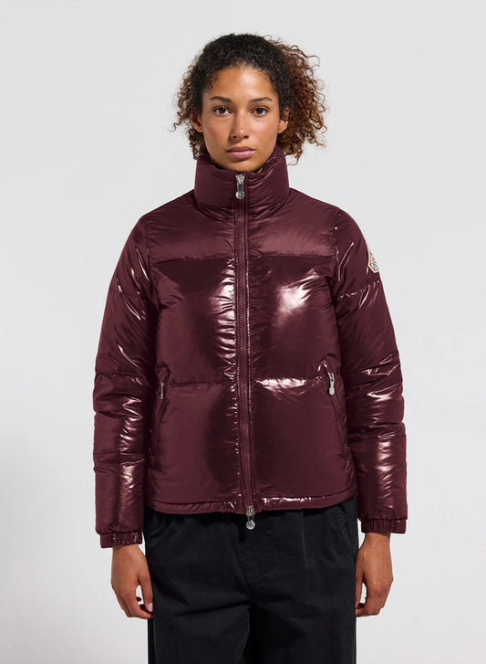 Short shiny women's down jacket Pyrenex Goldin bordeaux