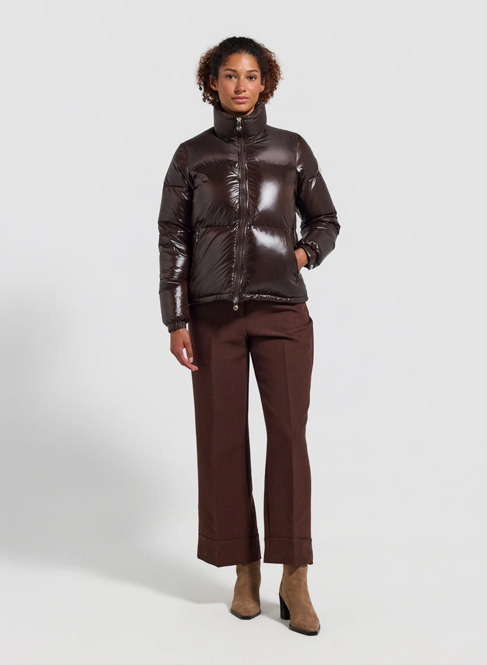 Pyrenex Goldin dark brown women's glossy down jacket