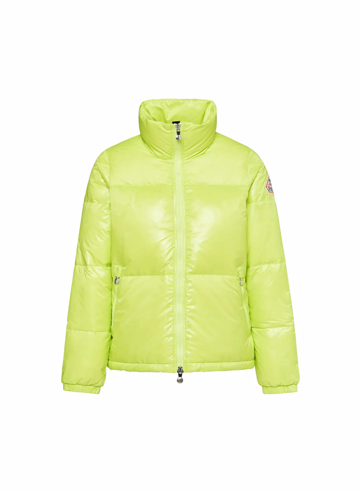 Short, shiny women's down jacket Pyrenex Goldin lemon yellow
