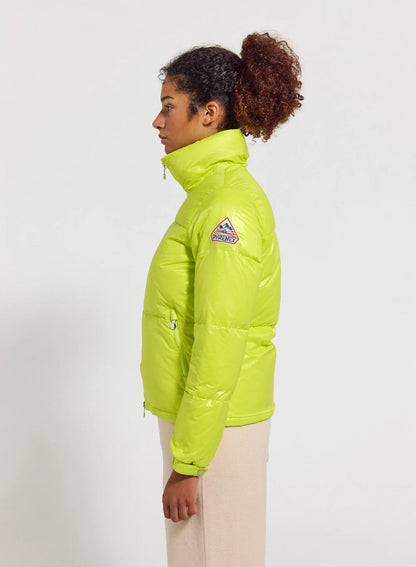 Short, shiny women's down jacket Pyrenex Goldin lemon yellow