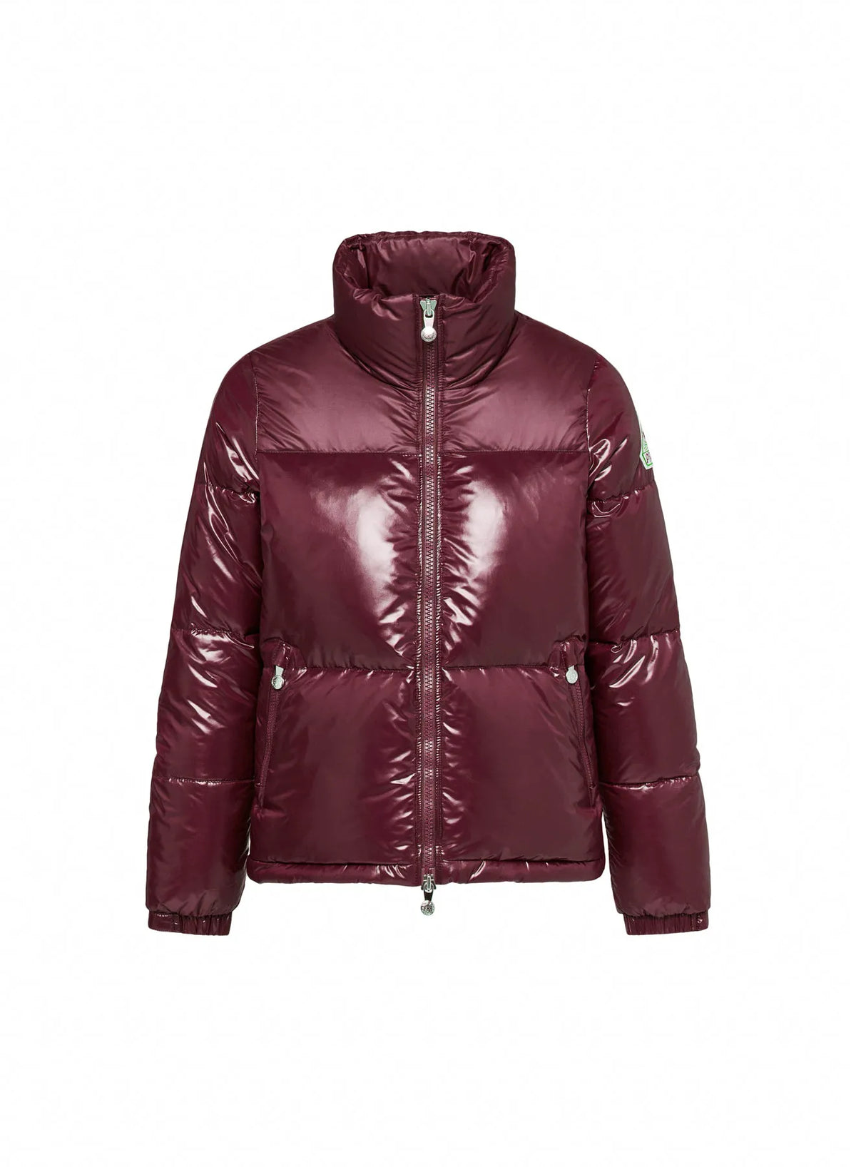 Short shiny women's down jacket Pyrenex Goldin bordeaux