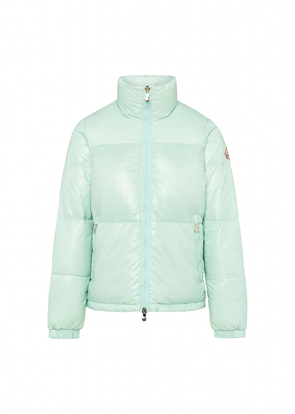 Short shiny down jacket for women Pyrenex Goldin water green