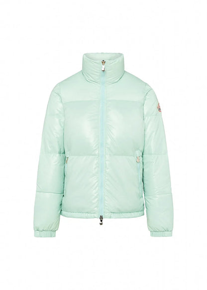 Short shiny down jacket for women Pyrenex Goldin water green