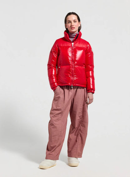 Short shiny women's down jacket Pyrenex Goldin red