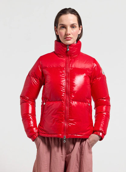 Short shiny women's down jacket Pyrenex Goldin red