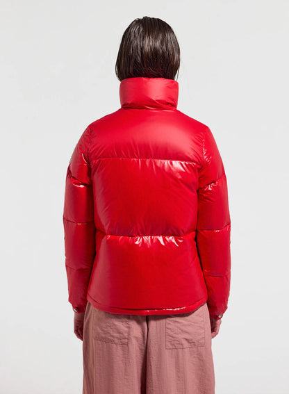 Short shiny women's down jacket Pyrenex Goldin red