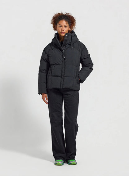 Women's Pyrenex Harmonie hooded down jacket with enveloping hood in black