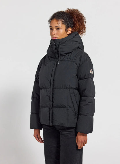 Women's Pyrenex Harmonie hooded down jacket with enveloping hood in black
