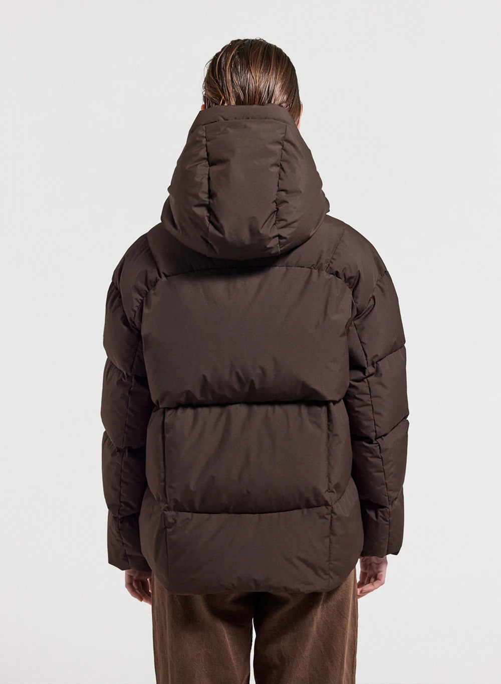 Women's Pyrenex Harmonie hooded down jacket with enveloping hood in brown