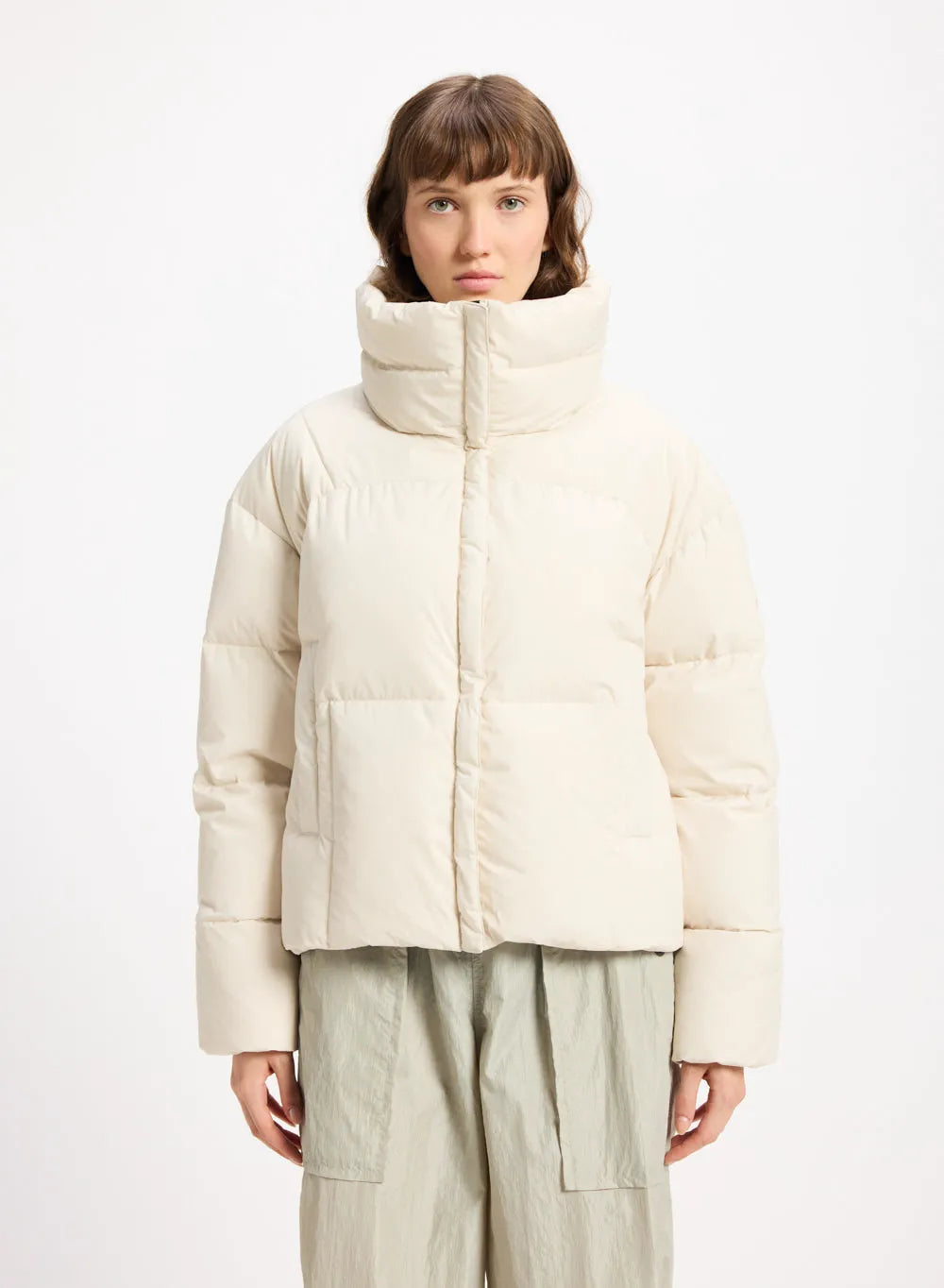Women's short down jacket Pyrenex Harmonie Crop light beige