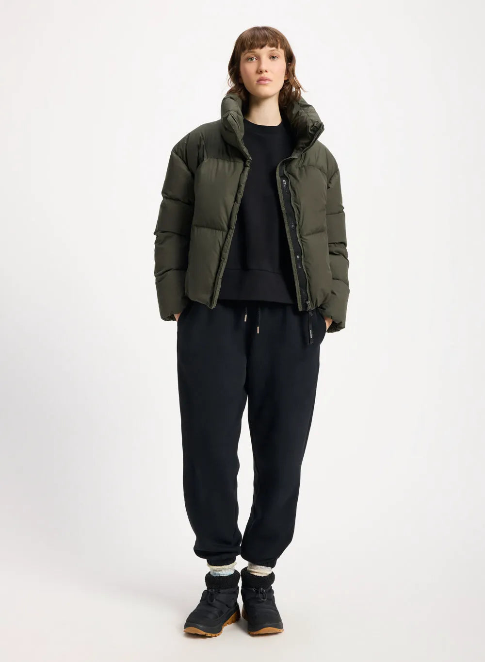 Short women's down jacket Pyrenex Harmonie Crop khaki