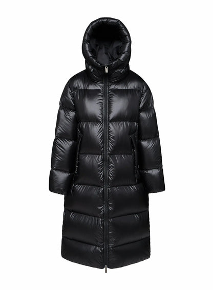 Pyrenex Oriela long down jacket made in Saint-Sever, black