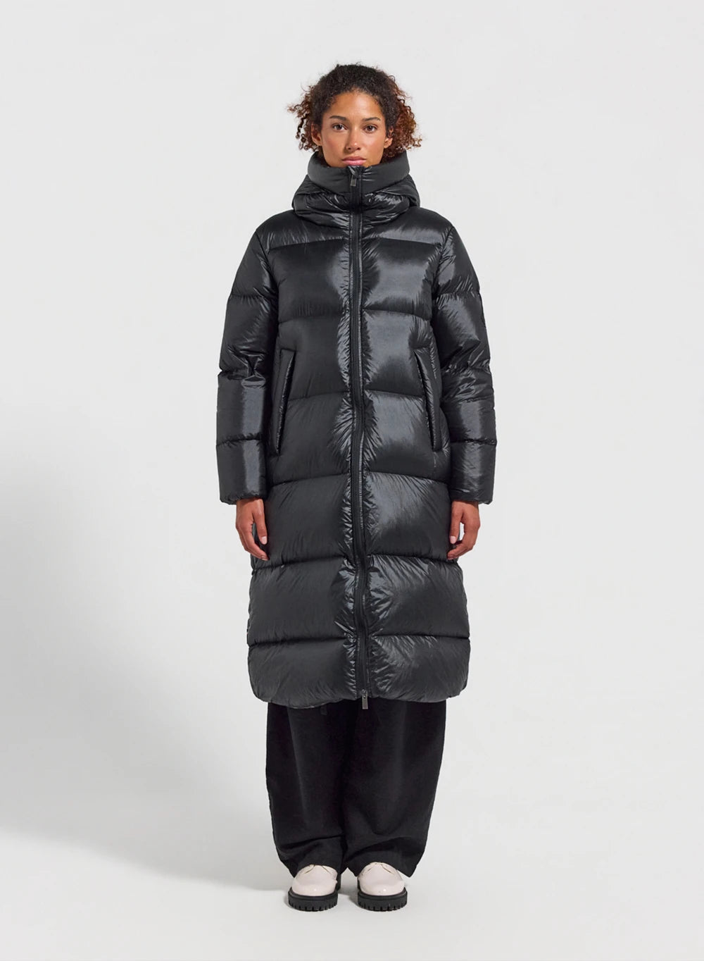 Pyrenex Oriela long down jacket made in Saint-Sever, black