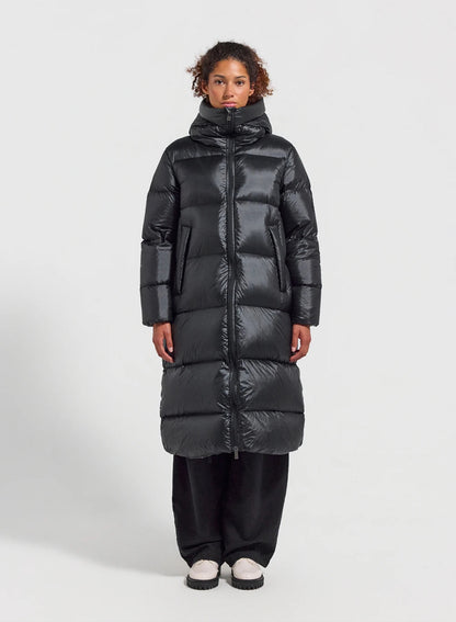 Pyrenex Oriela long down jacket made in Saint-Sever, black