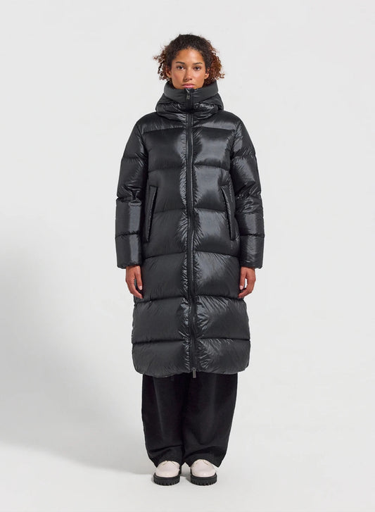 Pyrenex Oriela long down jacket made in Saint-Sever, black