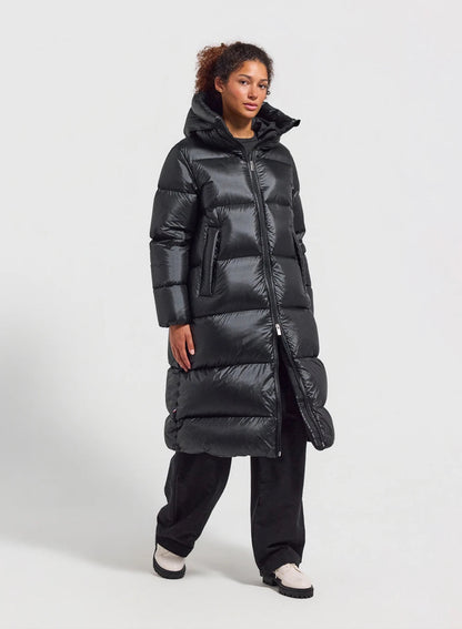 Pyrenex Oriela long down jacket made in Saint-Sever, black