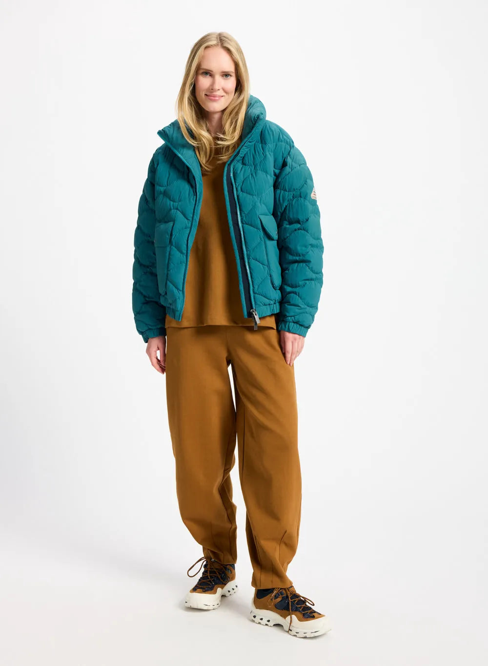 Short bomber down jacket Pyrenex Enola turquoise
