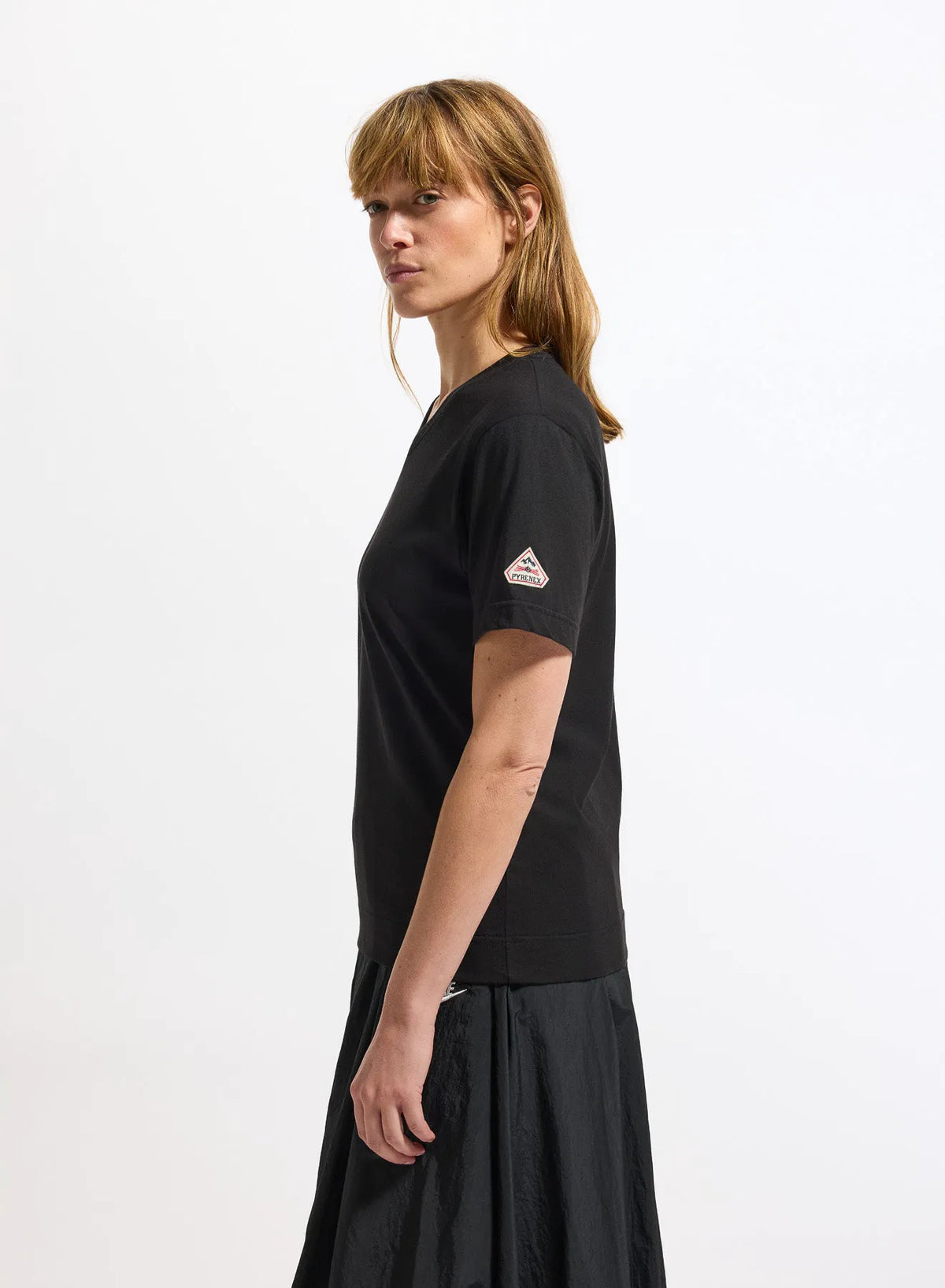 Women's V-neck organic cotton T-shirt Pyrenex Crocus black