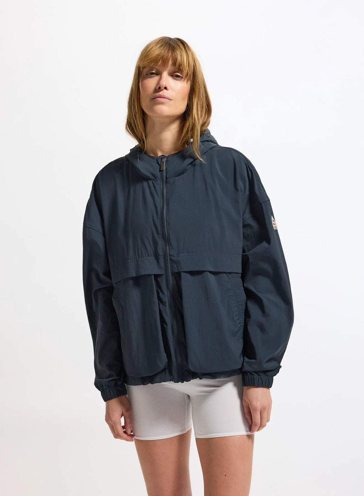 Short women's windbreaker in recycled fabric Pyrenex Yoko Deep Ink