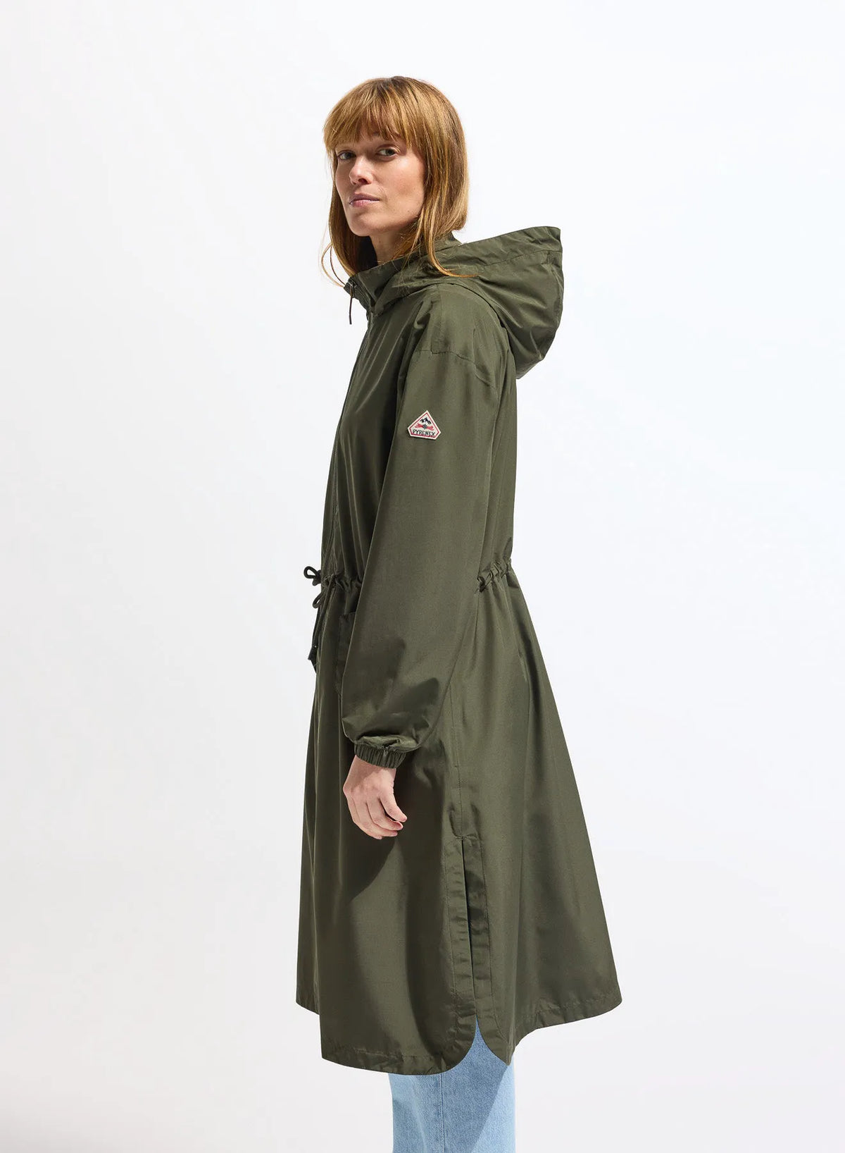 Pyrenex Gemme long waterproof women's hooded parka in khaki green