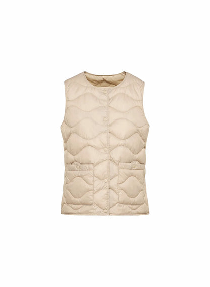 Ultra-lightweight sleeveless women's down jacket Pyrenex Orite Vest beige