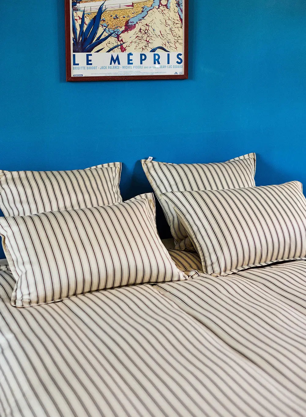 Lily duvet cover with brown and ecru stripes in cotton and TENCEL™ Lyocell