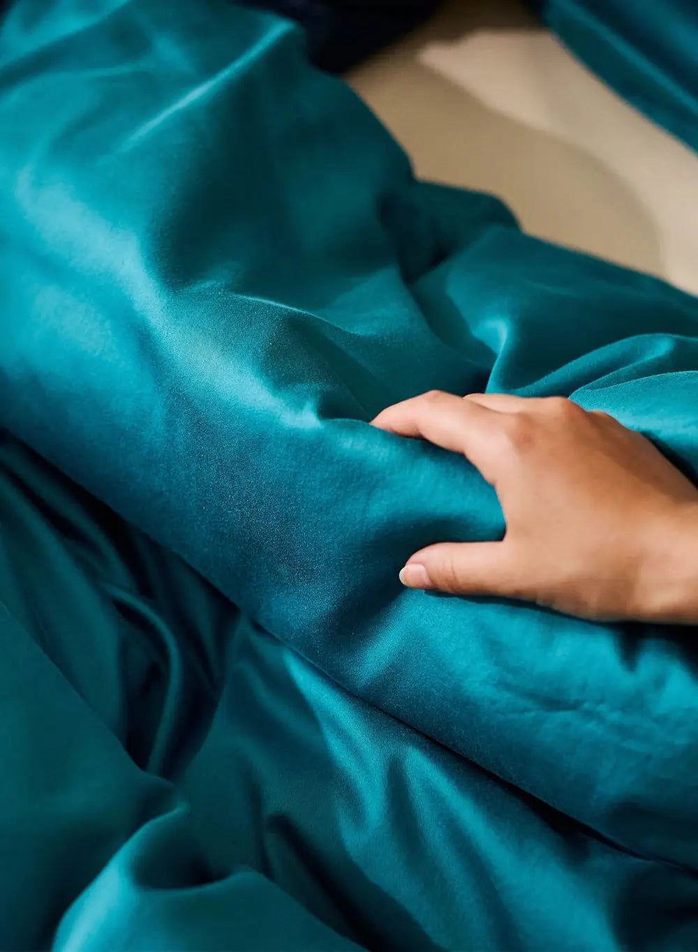 Lily duvet cover plain peacock blue in cotton and TENCEL™ Lyocell