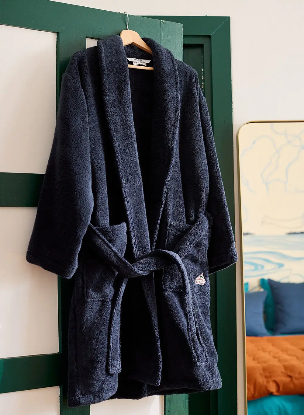 Hana dark blue cotton bathrobe