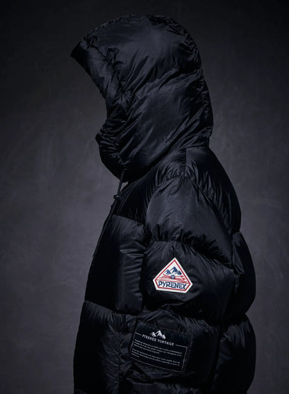 Unisex Shift Hooded Ripstop Pyrenex x Wildside black down jacket