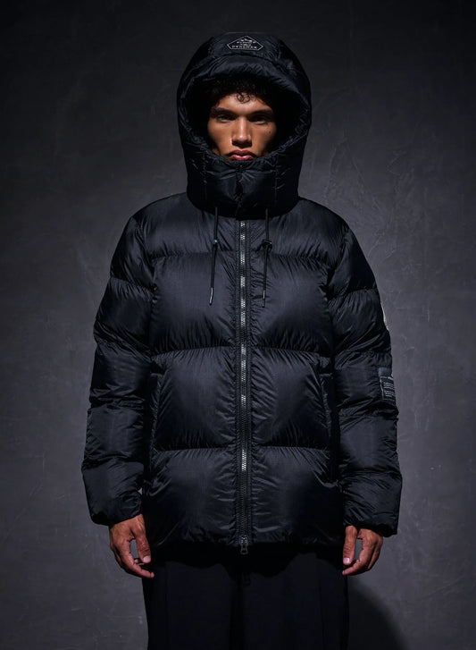 Unisex Shift Hooded Ripstop Pyrenex x Wildside black down jacket