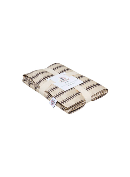 Pillowcases x2 with brown and ecru stripes in cotton and TENCEL™ Lyocell