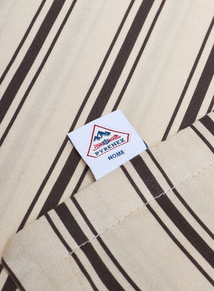 Pillowcases x2 with brown and ecru stripes in cotton and TENCEL™ Lyocell