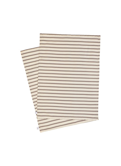 Pillowcases x2 with brown and ecru stripes in cotton and TENCEL™ Lyocell