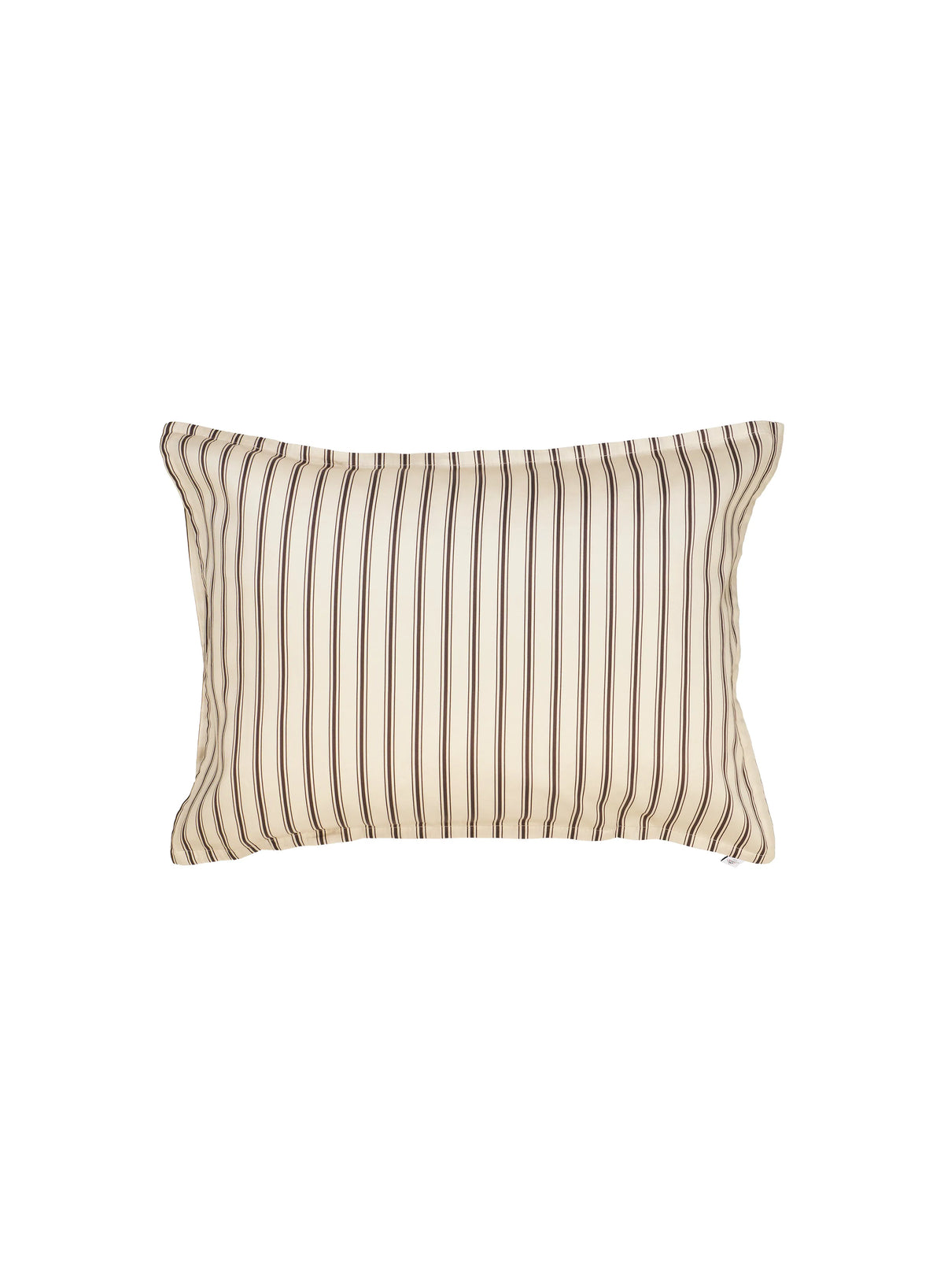 Pillowcases x2 with brown and ecru stripes in cotton and TENCEL™ Lyocell